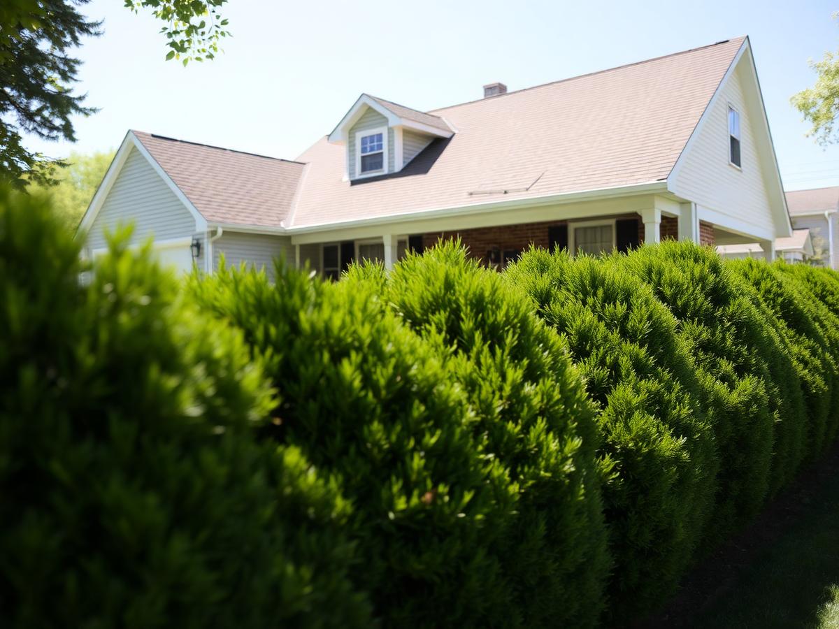 Neatly trimmed hedges in front of a home